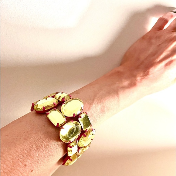 H&M pink enamel & yellow rhinestone  elastic bracelet 🩷💛 - Picture 5 of 6